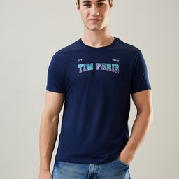 TIM PARIS Men Typography Printed Round Neck Cotton T-shirt-image-89