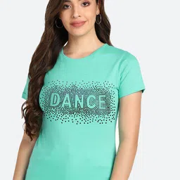 shashvi Women Sea Green Embellished T-shirt-image-90