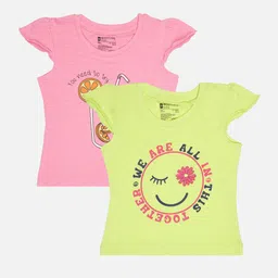 Bodycare Infants Girls Pack of 2 Typography Printed Cotton T-shirts-image-79