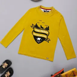 One Friday Boys Typography Printed Round Neck Long Sleeves Cotton Casual T-shirt-image-49