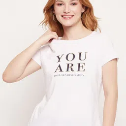 Mast & Harbour White Typography Printed Pure Cotton T-shirt-picture-22