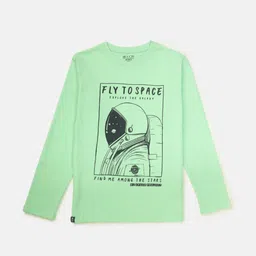 Gini and Jony Boys Green Printed Cotton T-shirt-image-92