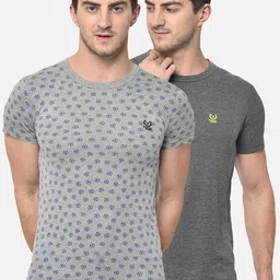 VIMAL JONNEY Men Pack Of 2 Grey Printed Round Neck T-shirt-image-91