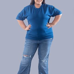 CUPID Plus Size Relaxed Fit Round Neck Drop-Shoulder Sleeves Cotton T-shirt-51