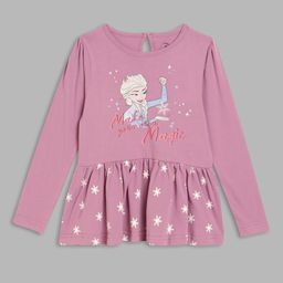 Blue Giraffe Girls Purple Printed Cotton T-shirt-image-64