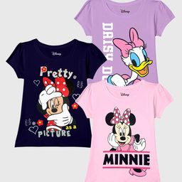 KUCHIPOO Girls Pack Of 3 Printed Short Sleeves Round Neck Cotton T-shirt-image-74