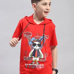 Monte Carlo Boys Graphic Printed Hooded Cotton T-shirt-picture-48