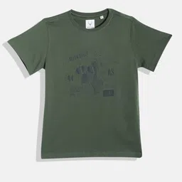 Allen Solly Junior Boys Olive Green & Navy Blue Printed T-shirt-image-71