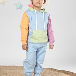 Polka Tots Kids Colourblocked Hooded Sweatshirt With Joggers-picture-34