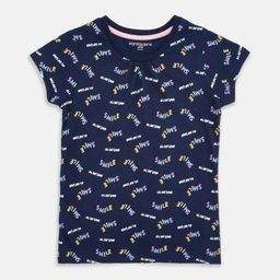 Pantaloons Junior Girls Typography Printed Cotton T-shirt-image-47