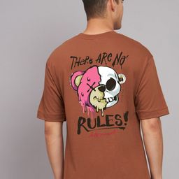 Imsa Moda Humour and Comic Printed Round Neck Drop-Shoulder Sleeves Pure Cotton T-shirt-image-40