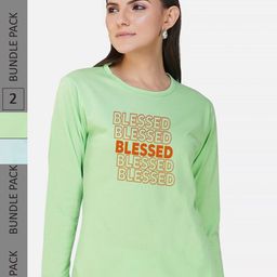 CHOZI Pack of 2 Typography Printed Round Neck Long Sleeves Cotton T-Shirt-picture-45