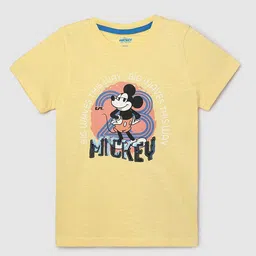 max Boys Mickey Printed Sequinned Cotton T-shirt-image-9