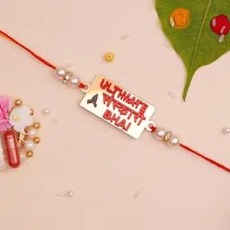 The Magic Wand Red & Gold Coloured Ultimate Sanskari Bhai Beaded Thread Rakhi-picture-34
