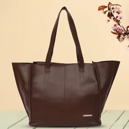 Bagsy Malone Brown Solid Tote Bag-28