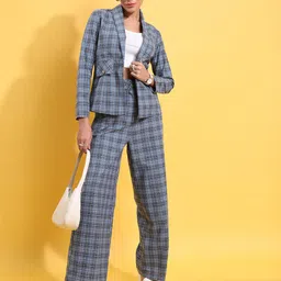 Tokyo Talkies Checked Blazer With Flared Trousers-image-78