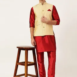 Aj DEZInES Men Maroon Kurta with Churidar-picture-50
