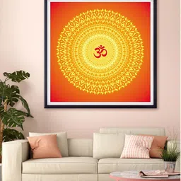999Store Orange & Yellow Om Printed Wall Art-image-86