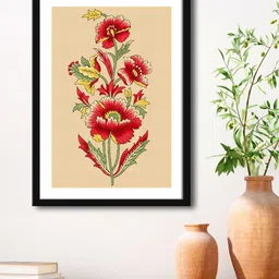 999Store Tan Colored & Black Mughal Flower Modern Art Painting Framed Wall Art-image-36