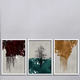 SAF Grey & Blue 3-Pieces Abstract Printed Framed Wall Art-15