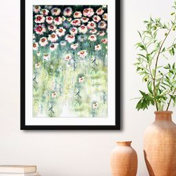 999Store Green & Pink Abstract Flowers Painting Printed Framed Wall Art-image-30