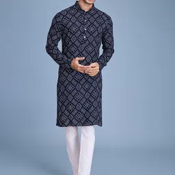 SHUBHVASTRA Floral Printed Mandarin Collar Straight Kurta-25