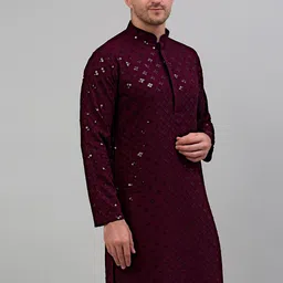 Jompers Geometric Embroidered Mandarin Collar Sequined Kurta-picture-54