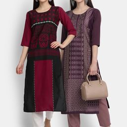 7Threads Women Multicoloured Ethnic Motifs Embroidered Thread Work Crepe Kurta-image-27