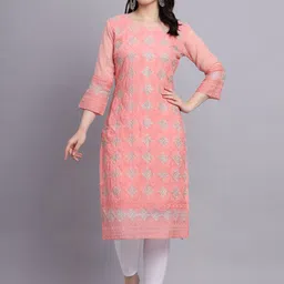 VAIRAGEE Geometric Embroidered Thread Work Georgette Kurta-1