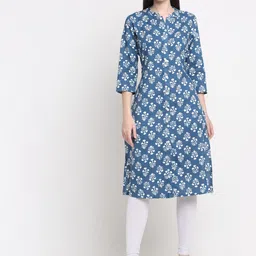 KALINI Women Blue Ethnic Motifs Printed Indigo Kurta-picture-11