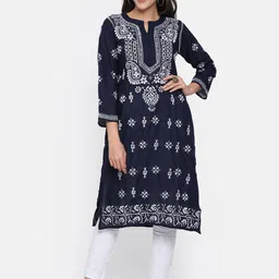 PARAMOUNT CHIKAN Embroidered Chikankari Ethnic Motifs Kurta-picture-25