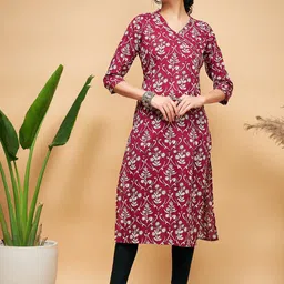 InWeave Ethnic Motifs Printed V-Neck Kurta-image-48