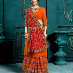 SERONA FABRICS Bandhani Printed Embroidered Pure Georgette Saree-picture-33