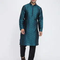 ROYAL KURTA Woven Design Mandarin Collar Kurta With Pyjamas-picture-56