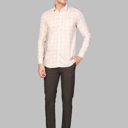 UR ETHICS Men Orange Checked Slim Fit Premium Formal Shirts-picture-35