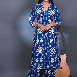 The Kalakriti House Women Floral Printed Regular Liva Kurta with Palazzos-41