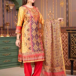 Aarika Girls Printed Regular Kurta with Trousers & With Dupatta image 5