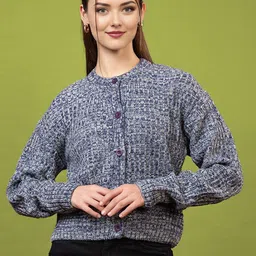 Chemistry Self Design Round Neck Woollen Cardigan-picture-33