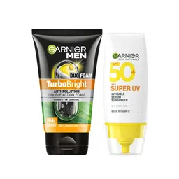 Garnier Men John's Skincare Essentials-TurboBright Face Wash 150g + SuperUV Sunscreen 30ml-50