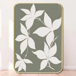 SAF Grey & White Minimalist Leaf Wooden Wall Art-image-38