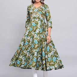 Amar Palace Chikan Hazratganj Floral Printed V-Neck Empire Anarkali Kurta-picture-12