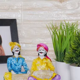 Aura White & yellow 4 Pieces Musician Showpieces & With Artificial Plant-picture-9