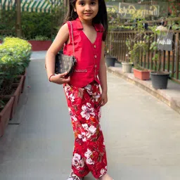 Peekaaboo Kids Girls MiLady Reversible Printed Pure Cotton Waistcoat With Palazzo-image-19