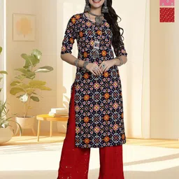 HERE&NOW Women Pack of 3 Ethnic Motifs Printed Daily Straight Kurtas-picture-14