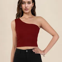 DressBerry Ribbed One Shoulder Fitted Crop Top-image-73