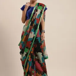 KULNAARI Printed Sequinned Pure Georgette Saree-24