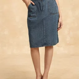 Kazo Women Blue A-Line Midi Skirts-picture-20