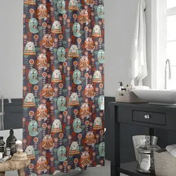 ArtzFolio Brown & Orange Printed Waterproof Shower Curtain-11