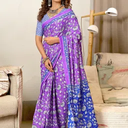 Panzora Ajrak Block Block Print Saree-6