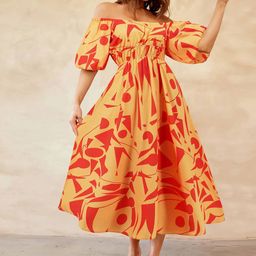 Routes by All About You Floral Print Off-Shoulder Puff Sleeve Maxi Midi Dress-picture-25